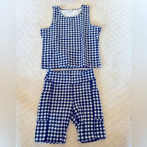 J. Crew Tops - JCREW Navy Gingham Active Set Size SMALL